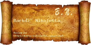 Barkó Nikoletta névjegykártya